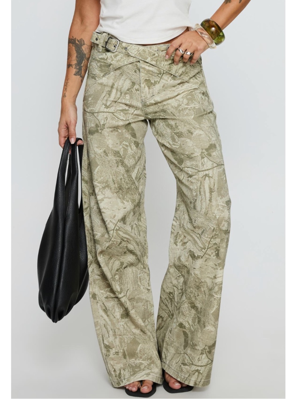 Princess Polly McKinley Mid Rise Wide Leg Camo Pants New!